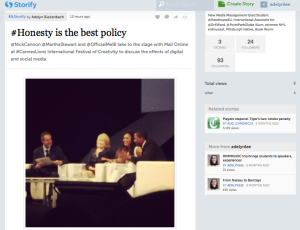 Check out my storify of the speakers: http://storify.com/adelynlee/honesty-is-the-best-policy